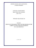 Ảnh hưởng của các dạng lập địa và chế độ triều lên khả năng tích lũy cacbon của rừng ngập mặn tại tỉnh cà mau (tt) 