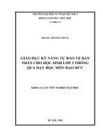 Giáo dục kỹ năng tự bảo vệ bản thân cho học sinh lớp 3 thông qua dạy học môn đạo đức