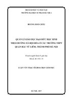 Quản lí giáo dục đạo đức cho học sinh theo hướng xã hội hoá ở các trường THPT Quận Bắc Từ Liêm, Thành phố Hà Nội (Luận văn thạc sĩ)
