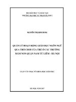 Quản lý hoạt động giáo dục ngôn ngữ qua trò chơi của trẻ ở các trường mầm non quận Nam Từ Liêm  Hà Nội (Luận văn thạc sĩ)