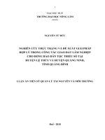 Nghiên cứu thực trạng và đề xuất giải pháp hợp lý trong công tác giao đất lâm nghiệp cho đồng bào dân tộc thiểu số tại huyện Lệ Thủy và huyện Quảng Ninh, tỉnh Quảng Bình.