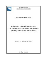 Hoàn thiện công tác lập dự toán chi thường xuyên ngân sách sự nghiệp giáo dục của thành phố đà nẵng