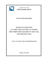 Đánh giá sự hài lòng của nhân viên tại công ty cổ phần phát triển thể thao điện tử việt nam 