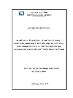 Nghiên cứu ảnh hưởng của dòng tiền hoạt động kinh doanh quá khứ đến việc dự báo dòng tiền trong tương lai trường hợp các DN ngành dược phẩm niêm yết trên TTCK việt nam (tt) 