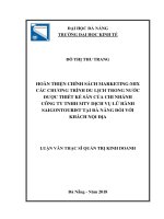 Hoàn thiện chính sách marketing mix các chương trình du lịch trong nước được thiết kế sẵn của chi nhánh công ty TNHH MTV dịch vụ lữ hành saigontourist tại đà nẵng đối với khách nội địa 