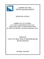 Nghiên cứu sự tác động của chất lượng dịch vụ đào tạo đến sự hài lòng của sinh viên ngành du lịch tại trường cao đẳng nghề đà nẵng (tt) 