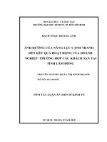 Ảnh hưởng của năng lực cạnh tranh đến kết quả hoạt động của doanh nghiệp trường hợp các khách sạn tại tỉnh lâm đồng (tt) 