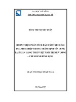 Hoàn thiện phân tích báo cáo tài chính doanh nghiệp trong thẩm định tín dụng tại ngân hàng TMCP việt nam thịnh vượng  chi nhánh bình định 