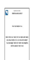 Phân tích các nhân tố tác động đến hiệu quả hoạt động của các doanh nghiệp ngành dược niêm yết trên thị trường chứng khoán việt nam 