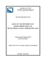 Quản lý nguồn nhân lực hành chính công tại huyện đông giang, tỉnh quảng nam (tt) 