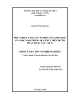 Phát triển năng lực nghiên cứu khoa học của học sinh qua đề tài khoa học trong phần động vật – sinh học 11