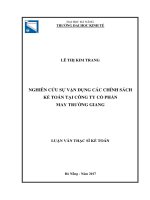 Nghiên cứu sự vận dụng các chính sách kế toán tại công ty cổ phần may trường giang 
