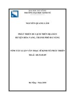 Phát triển du lịch trên địa bàn huyện hòa vang, thành phố đà nẵng (tt) 