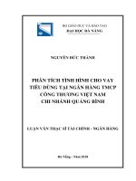 Phân tích tình hình cho vay tiêu dùng tại ngân hàng TMCP công thương việt nam   chi nhánh quảng bình 