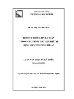 Tổ chức thông tin kế toán trong chu trình thu viện phí tại bệnh viện tỉnh ninh thuận