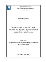 Nghiên cứu các yếu tố chọn trường đại học của học sinh lớp 12 tại thành phố đà nẵng (tt) 