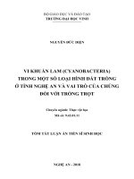 Vi khuẩn lam (cyanobacteria) trong một số loại hình đất trồng ở tỉnh nghệ an và vai trò của chúng đối với trồng tt