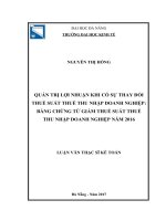 Quản trị lợi nhuận khi có sự thay đổi thuế suất thuế thu nhập doanh nghiệp bằng chứng từ giảm thuế thu nhập doanh nghiệp năm 2016 