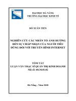 Nghiên cứu các nhân tố ảnh hƣởng đến sự chấp nhận của ngƣời tiêu dùng đối với truyền hình internet (tt) 