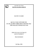 Quản lý nhà nước đối với các dự án phát triển nhà ở thương mại trên địa bàn tỉnh quảng nam (tt) 