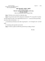 Đề thi Nguyên lý tính toán động cơ đốt trong