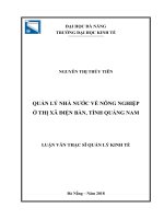 Quản lý nhà nước về nông nghiệp ở thị xã điện bàn, tỉnh quảng nam 