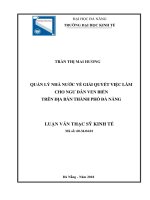 Quản lý nhà nước về giải quyết việc làm cho ngư dân ven biển trên địa bàn thành phố đà nẵng (tt) 