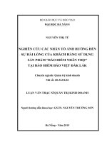 Nghiên cứu các nhân tố ảnh hưởng đến sự hài lòng của khách hàng sử dụng sản phẩm bảo hiểm nhân thọ  tại bảo hiểm bảo việt đắk lắk