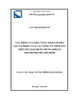 Tác động của khả năng sinh lời đến giá cổ phiếu cảu các công ty niêm yết trên sở giao dịch chứng khoán thành phố hố chí minh 
