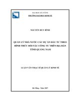 Quản lý nhà nước các dự án đầu tư theo hình thức đối tác công tư trên địa bàn tỉnh quảng nam 