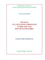 Tín dụng của Ngân hàng chính sách xã hội Việt Nam đối với người nghèo (Luận án tiến sĩ)