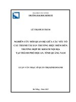 Nghiên cứu mối quan hệ giữa các yếu tố cấu thành tài sản thương hiệu điểm đến  trường hợp du khách nội địa tại thành phố hội an, tỉnh quảng nam 
