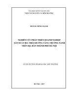 Nghiên cứu phát triển doanh nghiệp sản xuất bia theo hướng tăng trưởng xanh trên địa bàn thành phố hà nội 