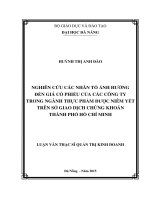 Nghiên cứu các nhân tố ảnh hưởng đến giá cổ phiếu của các công ty trong ngành thực phẩm dược niêm yết trên sở giao dịch chứng khoán thành phố hồ chí minh