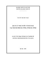 Quản lý nhà nước về đất đai tại thành phố hà tĩnh, tỉnh hà tĩnh 