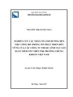 Nghiên cứu các nhân tố ảnh hưởng đến việc công bố thông tin phát triển bền vững của các công ty thuộc lĩnh vực sản xuất niêm yết trên thị trường chứng khoán việt nam