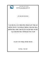 Vận dụng các phương pháp, kỹ thuật kiểm toán vào hoạt động thanh tra  kiểm tra thu chi ngân sách nhà nước tại thanh tra tỉnh quảng nam 