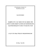 Nghiên cứu các nhân tố tác động tới chất lượng dịch vụ đăng ký kinh doanh tại sở kế hoạch và đầu tư quảng nam 