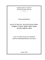 Quản lý nợ xấu tại ngân hàng nông nghiệp và phát triển nông thôn hương khê, hà tĩnh 