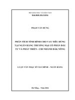 Phân tích tình hình cho vay tiêu dùng tại ngân hàng TMCP đầu tư và phát triển việt nam   chi nhánh đak nông 