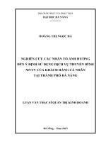 Nghiên cứu các nhân tố ảnh hưởng đến ý định sử dụng dịch vụ truyền hình MYTV của khách hàng cá nhân tại thành phố đà nẵng