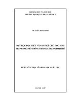 Dạy học đọc hiểu văn bản ký cho học sinh trung học phổ thông theo đặc trưng thể loại (Luận văn thạc sĩ)