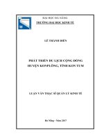 Phát triển du lịch cộng đồng huyện konplông, tỉnh kon tum 