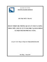 Hoàn thiện hệ thống quản lý chất lượng theo tiêu chuẩn TCVN ISO 9001 tại bảo hiểm xã hội thành phố đà nẵng 