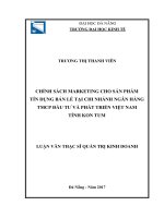 Chính sách marketing cho sản phẩm tín dụng bán lẻ tại chi nhánh ngân hàng TMCP đầu tư và phát triển tỉnh kon tum  