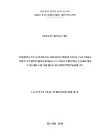Nghiên cứu xây dựng chương trình nâng cao nhận thức về biến đổi khí hậu và tăng trưởng xanh cho cán bộ các sở, ban, ngành tỉnh nghệ an 