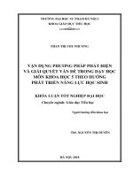 Vận dụng phương pháp phát hiện và giải quyết vấn đề trong dạy học môn Khoa học 5 theo hướng phát triển năng lực học sinh