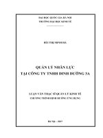 Quản lý nhân lực tại công ty TNHH dinh dưỡng 3a 