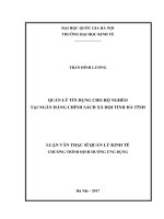 Quản lý tín dụng cho hộ nghèo tại ngân hàng chính sách xã hội tỉnh hà tĩnh 