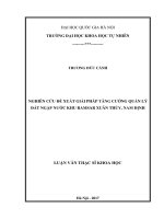 Nghiên cứu đề xuất giải pháp tăng cường quản lý đất ngập nước khu ramsar xuân thủy, nam định 